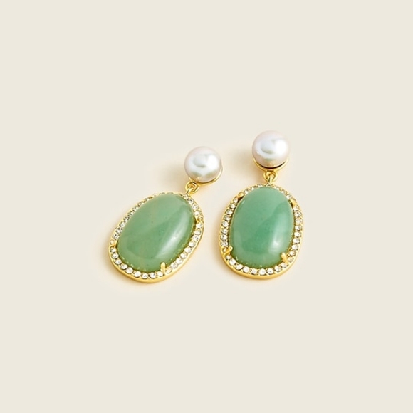 New! J. Crew Semi Precious Stone and Pearl pave earrings NWT - Picture 1 of 5